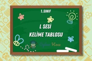 L Sesi Kelime Tablosu 1 L Sesi Kelime Tablosu