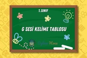 G Sesi Kelime Tablosu 13 G Sesi Kelime Tablosu